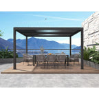 Grey Louvered Pergola Outdoor Aluminum Pergola with Adjustable Roof for Patio Grey Hardtop Gazebo