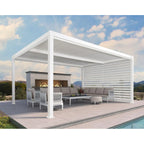 Louvered Pergola Modern White Pergola with Adjustable Roof for Deck Backyard Garden