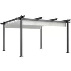 12 Ft. X 12 Ft. White Portable Gazebo, Retractable Pergola with Weather Resistant Canopy, Aluminum Patio Grill Gazebo