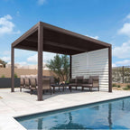 Bronze Louvered Pergola with Adjustable Roof for Deck Backyard Garden Hardtop Gazebo