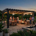 Stratford 16 Ft. X 12 Ft. Black Galvanized Steel Traditional Outdoor Patio Pergola with Trellis Roof