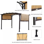 12 Ft. X 9 Ft. Outdoor Pergola Steel Frame Patio Gazebo, Retractable Shade Canopy, Sunshelter Pergola for Gardens