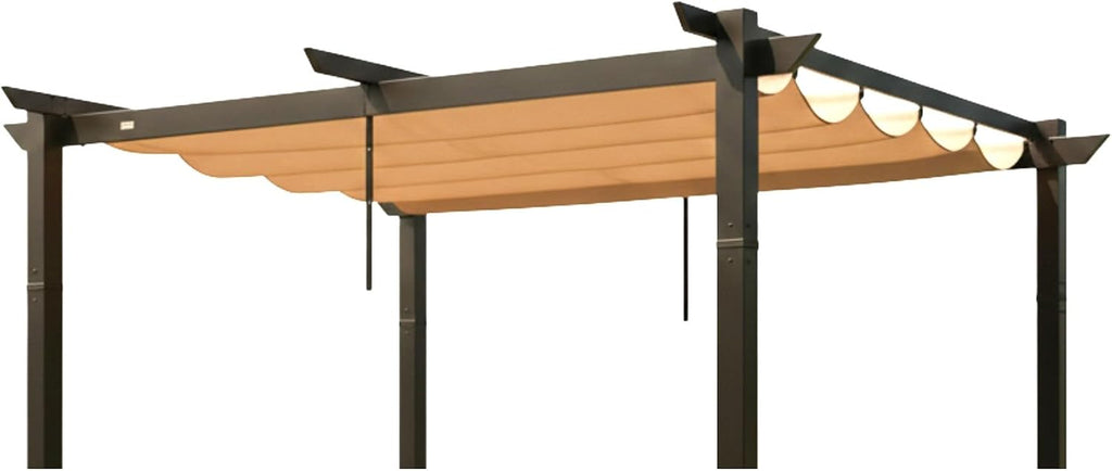 Reinforced Replacement Canopy Top Cover Compatible with the ZYMPG10 Purple Leaf Domi Kozyard and Universal to Most 10' X 10' Retractable Pergolas - Classic Sand, Riplock 350