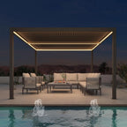 Bronze Louvered Pergola with Adjustable Roof for Deck Backyard Garden Hardtop Gazebo