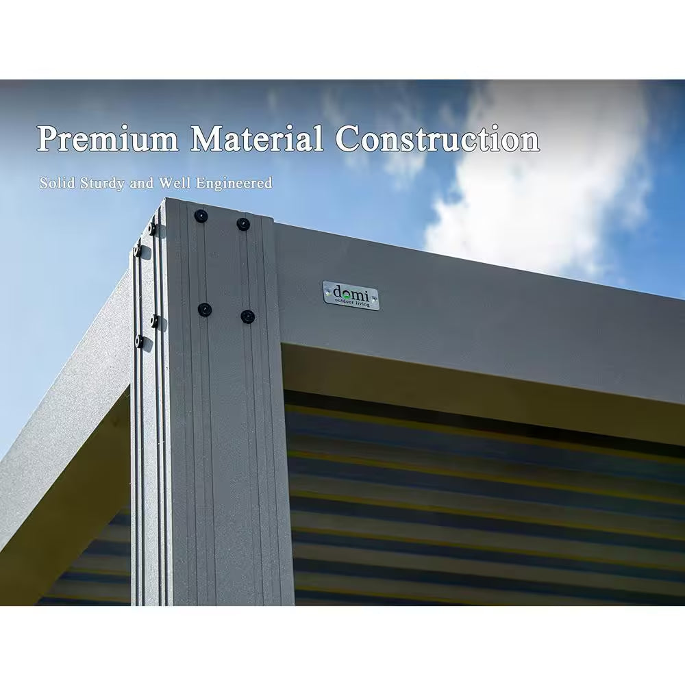 10 Ft. X 13 Ft. Gray Louvered Roof Pergola