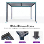 10.2 Ft. X 12.3 Ft. Gray Aluminum Outdoor Louvered Pergola with 2-Individual Adjustable Roofs and In-Built Gutter System