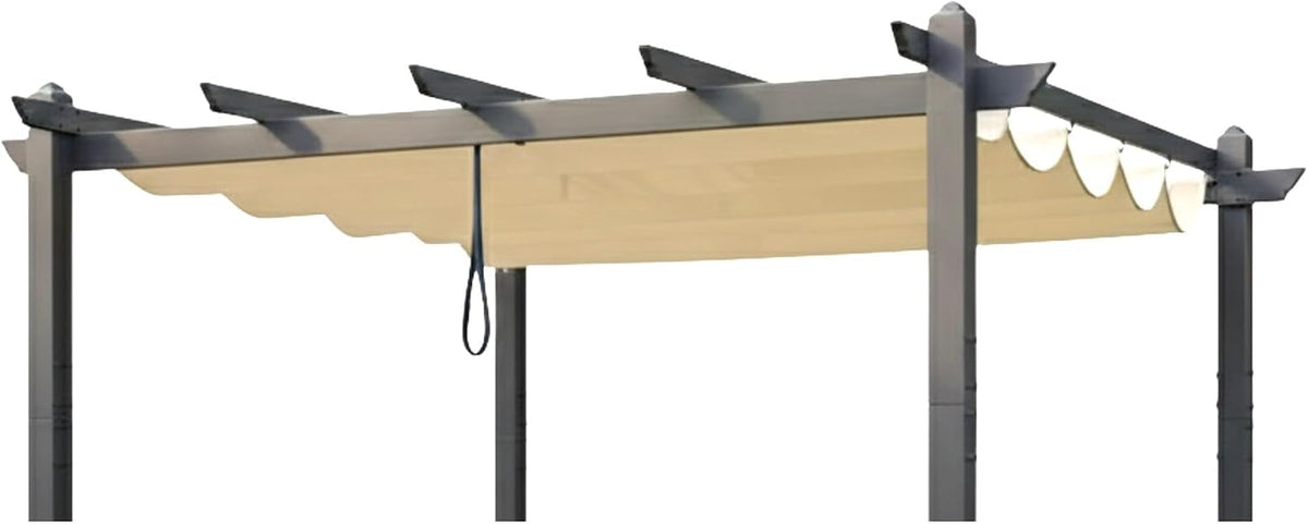 Reinforced Replacement Canopy Top Cover Compatible with the ZYMPG10 Purple Leaf Domi Kozyard and Universal to Most 10' X 10' Retractable Pergolas - Classic Sand, Riplock 350