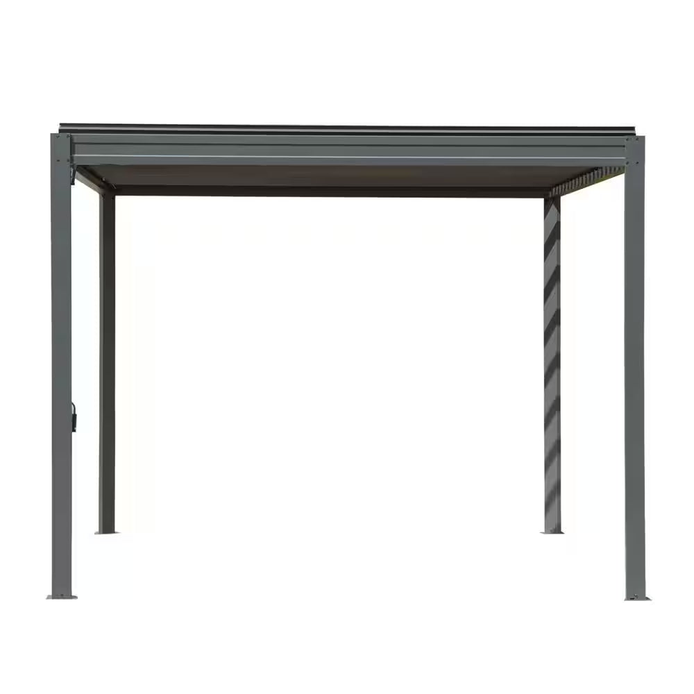 Gray Aluminum Metal Louvered Pergola 10 Ft. X 13 Ft.