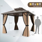 Hardtop Gazebo 10x10 ft with Netting and Curtains