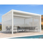 Louvered Pergola Modern White Pergola with Adjustable Roof for Deck Backyard Garden