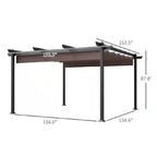 12 Ft. X 12 Ft. Brown Portable Gazebo, Retractable Pergola with Weather Resistant Canopy, Aluminum Patio Grill Gazebo
