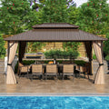16 x 12 FT Hardtop Gazebo Outdoor Pergola for Patio Garden Deck Lawn Backyard Party Tent-Coffee