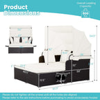 Outdoor Daybed with Retractable Canopy (White)