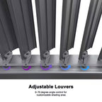 10.2 Ft. X 12.3 Ft. Gray Aluminum Outdoor Louvered Pergola with 2-Individual Adjustable Roofs and In-Built Gutter System