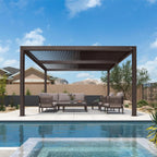 Bronze Louvered Pergola with Adjustable Roof for Deck Backyard Garden Hardtop Gazebo