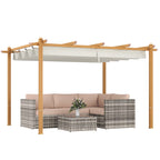 117" X 141.75" X 88.25" Retractable Pergola Cream White Aluminum Pergolas, Water-Resistant