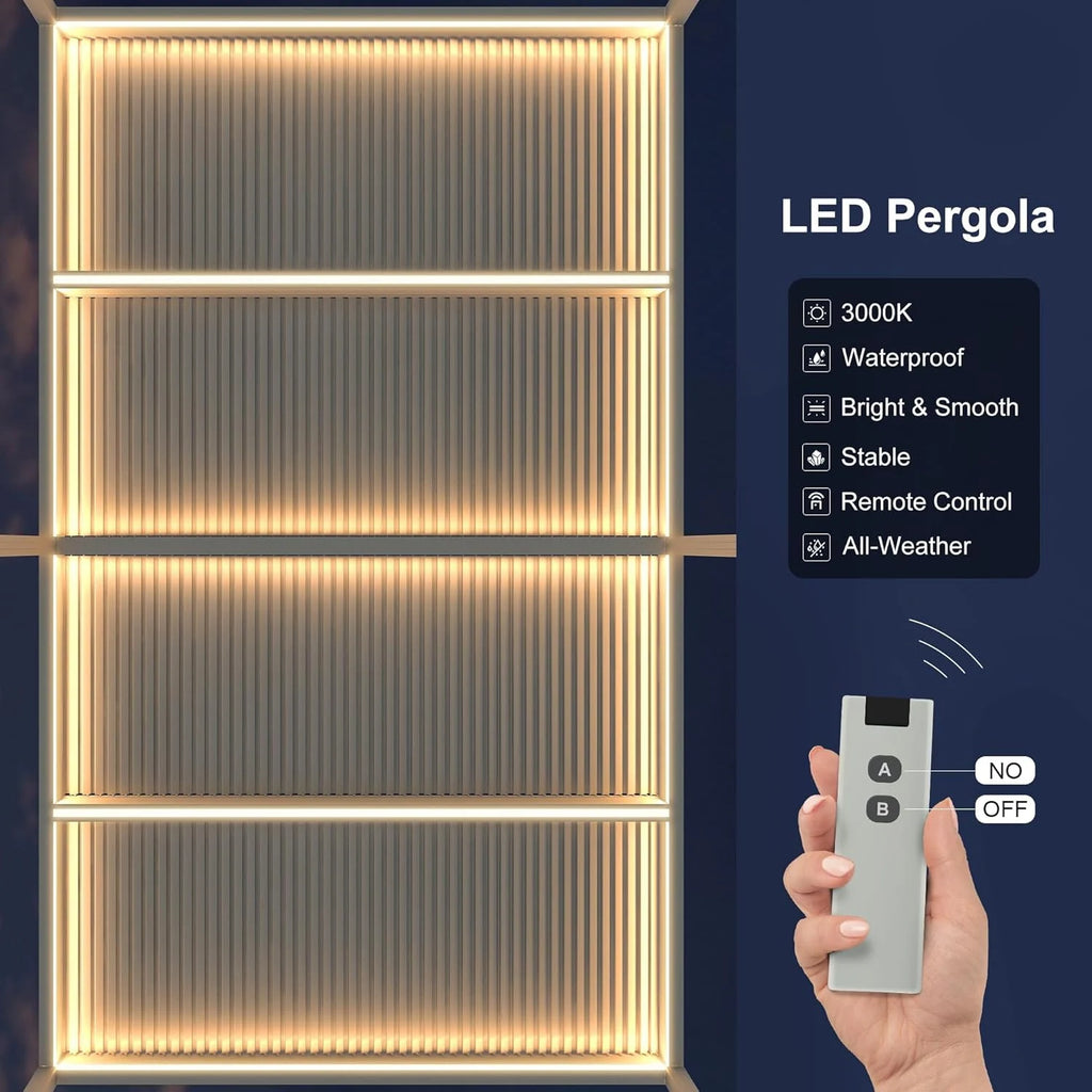 Louvered Pergola Modern White Pergola with Adjustable Roof for Deck Backyard Garden