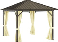 10' X 12' Hardtop Gazebo with Curtains and Netting Cream White