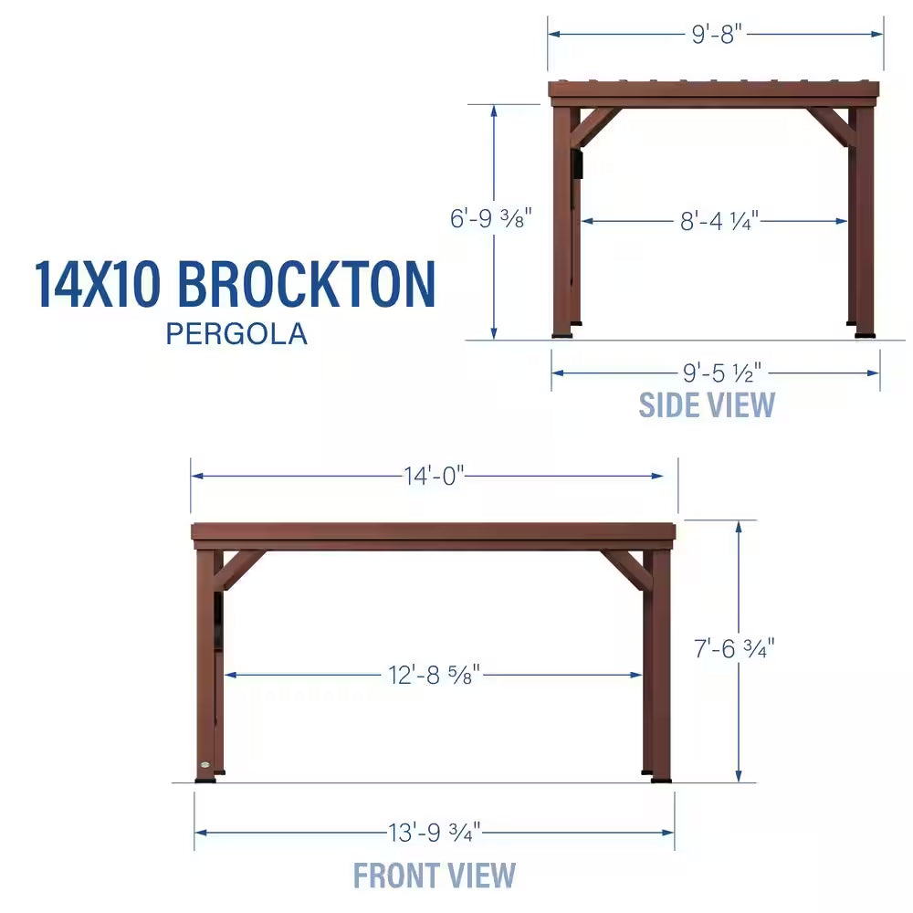 Brockton 10 Ft. X 14 Ft. All Cedar Wooden Modern Pergola