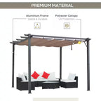 10 Ft. X 10 Ft. Aluminum Retractable Patio Gazebo Garden Pergola Charcoal Grey