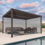 Bronze Louvered Pergola with Adjustable Roof for Deck Backyard Garden Hardtop Gazebo