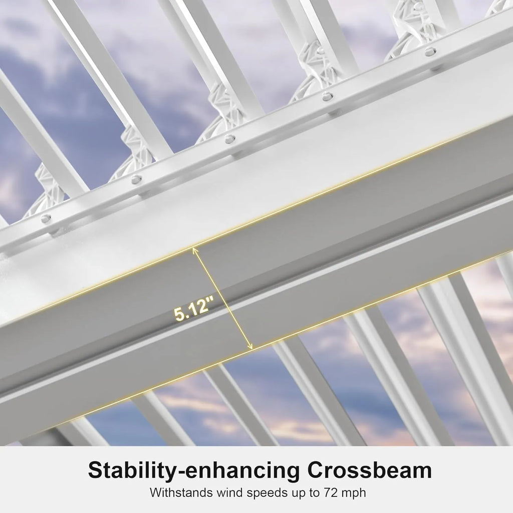 Louvered Pergola Modern White Pergola with Adjustable Roof for Deck Backyard Garden