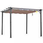10 Ft. X 10 Ft. Aluminum Retractable Patio Gazebo Garden Pergola Charcoal Grey