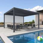 Grey Louvered Pergola Outdoor Aluminum Pergola with Adjustable Roof for Patio Grey Hardtop Gazebo