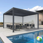 Grey Louvered Pergola Outdoor Aluminum Pergola with Adjustable Roof for Patio Grey Hardtop Gazebo