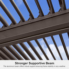 Bronze Louvered Pergola with Adjustable Roof for Deck Backyard Garden Hardtop Gazebo