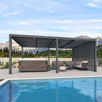 Grey Louvered Pergola Outdoor Aluminum Pergola with Adjustable Roof for Patio Grey Hardtop Gazebo