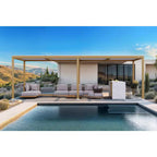 11.7 Ft. X 28.1 Ft. Wood Grain Aluminum Outdoor Louvered Pergola with 4-Individual Adjustable Roofs and In-Built Gutter