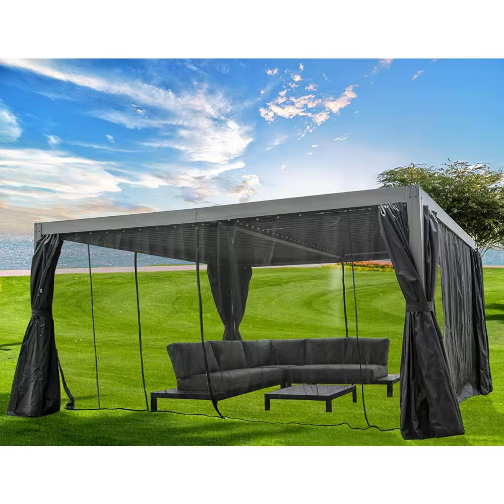 10 Ft. X 13 Ft. Gray Louvered Roof Pergola