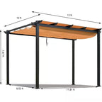13 Ft. W X 10 Ft. D Aluminum Pergola with Weather-Resistant Retractable Canopy
