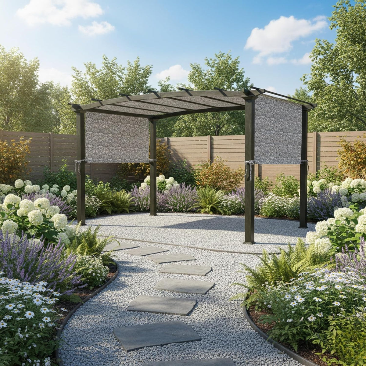 Universal Replacement Pergola Canopy – Damask Beige, Durable 350 Polyester, UV & Water Resistant
