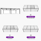 11.7 Ft. X 28.1 Ft. Gray Aluminum Outdoor Louvered Pergola with 4 White Individual Adjustable Roofs and In-Built Gutter