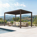 Bronze Louvered Pergola with Adjustable Roof for Deck Backyard Garden Hardtop Gazebo
