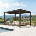 Bronze Louvered Pergola with Adjustable Roof for Deck Backyard Garden Hardtop Gazebo