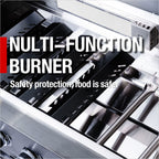 46-Inch 4-Burner Deluxe Stainless Steel Gas Outdoor Kitchen Island Grill with Sink - Stainless Steel