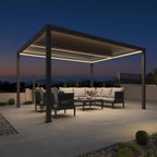 Grey Louvered Pergola Outdoor Aluminum Pergola with Adjustable Roof for Patio Grey Hardtop Gazebo