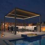 Grey Louvered Pergola Outdoor Aluminum Pergola with Adjustable Roof for Patio Grey Hardtop Gazebo