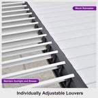 11.7 Ft. X 28.1 Ft. Gray Aluminum Outdoor Louvered Pergola with 4 White Individual Adjustable Roofs and In-Built Gutter