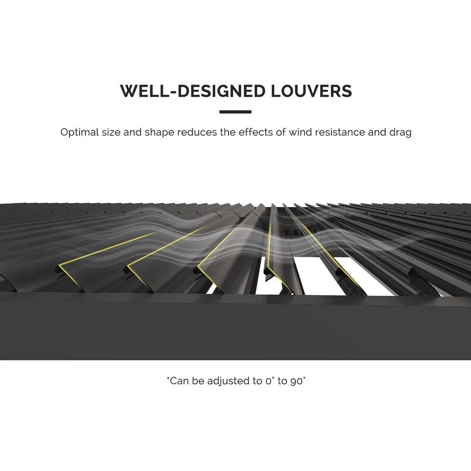 Grey Louvered Pergola Outdoor Aluminum Pergola with Adjustable Roof for Patio Grey Hardtop Gazebo