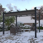 13 Ft. X 10 Ft. Aluminum Outdoor Patio Pergola with Retractable Canopy in Dark Gray