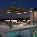 Grey Louvered Pergola Outdoor Aluminum Pergola with Adjustable Roof for Patio Grey Hardtop Gazebo