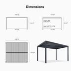 Grey Louvered Pergola Outdoor Aluminum Pergola with Adjustable Roof for Patio Grey Hardtop Gazebo