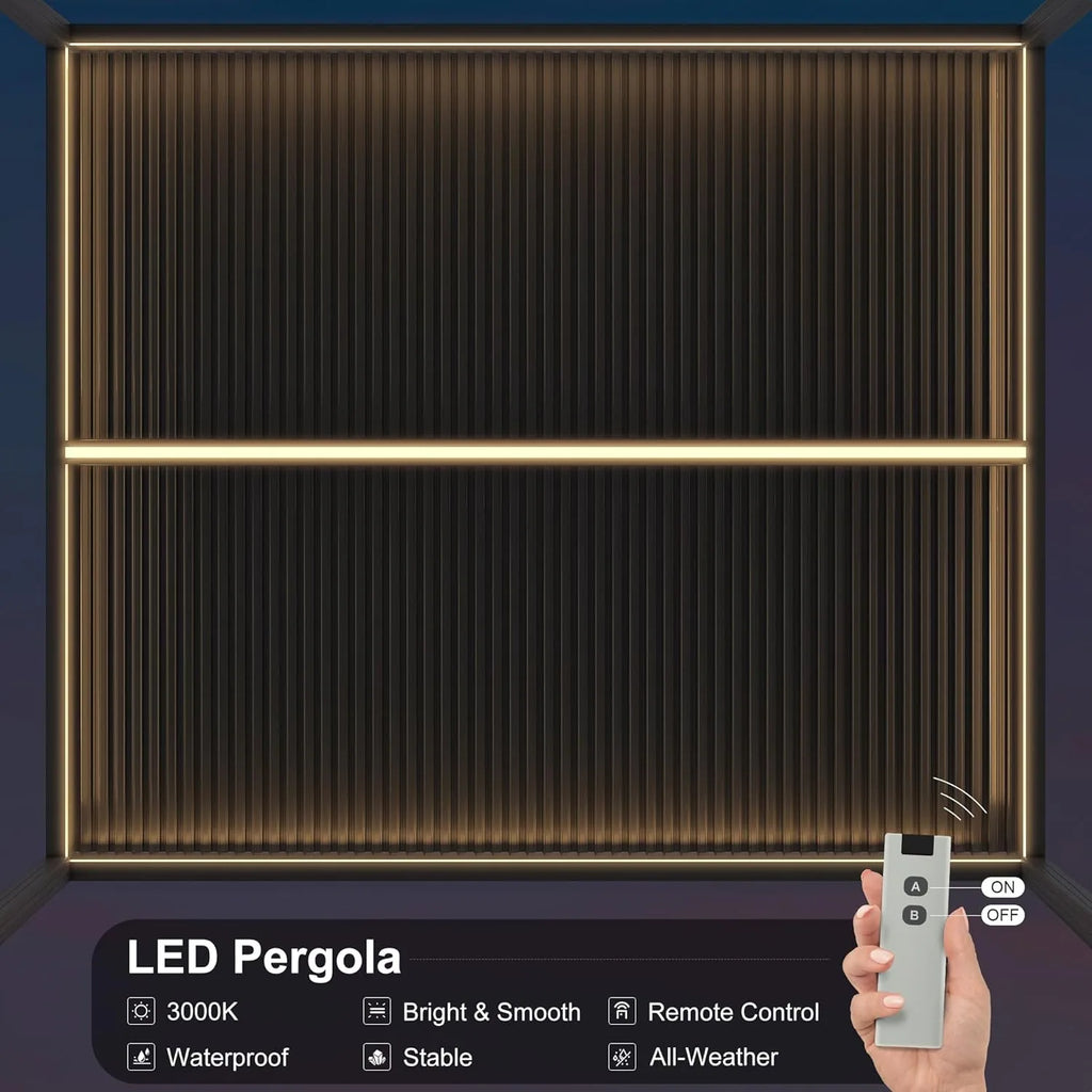 Grey Louvered Pergola Outdoor Aluminum Pergola with Adjustable Roof for Patio Grey Hardtop Gazebo