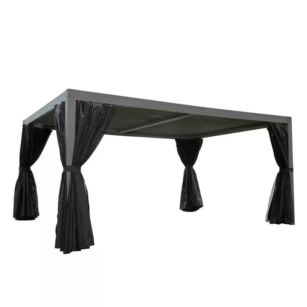 10 Ft. X 13 Ft. Gray Louvered Roof Pergola