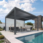 Grey Louvered Pergola Outdoor Aluminum Pergola with Adjustable Roof for Patio Grey Hardtop Gazebo