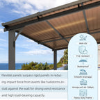 16' X 12' Gazebo Outdoor Pergola for Patio, 12X16 Large Wall-Mounted Hard Top Lean to Metal Gazebo Shelter Pergolas and Gazebos Clearance with Patio Roof, Heavy Duty Awnings for Decks